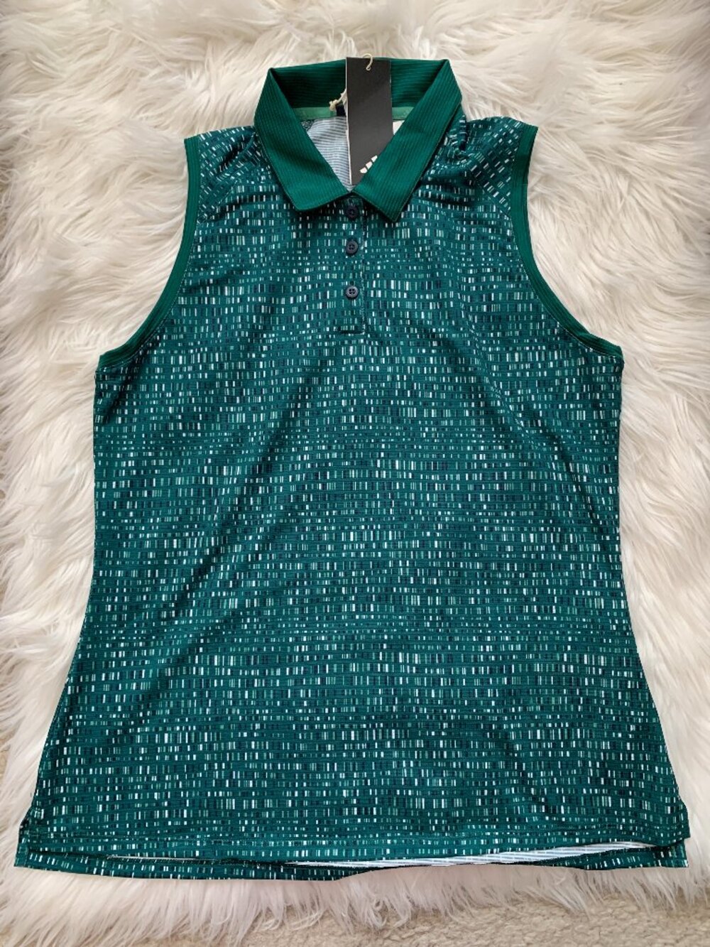 ADIDAS Ultimate365 Geometric Sleeveless Polo Tank in Collegiate Green Sz MEDIUM